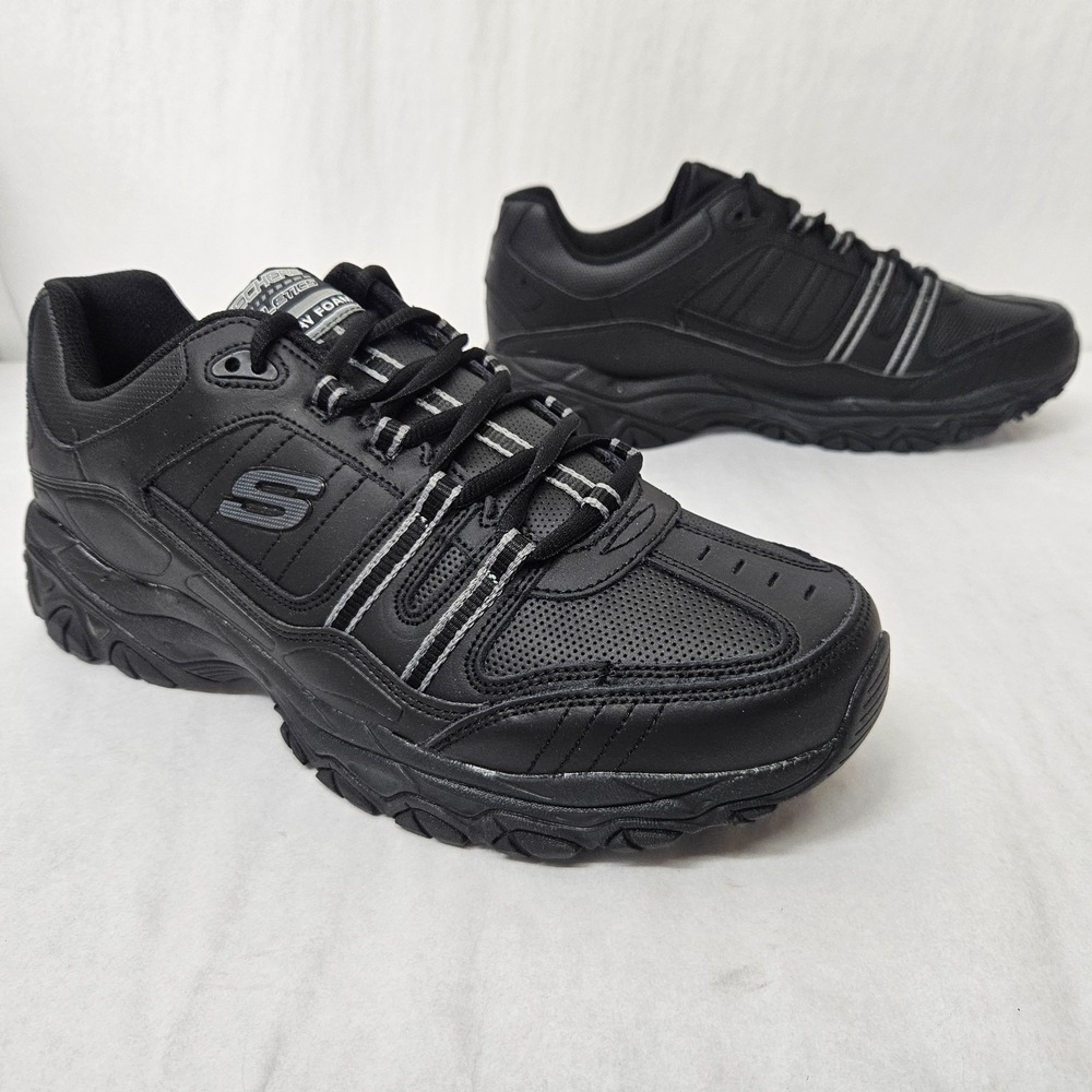 Skechers After Burn Strike On Training Shoe 50122/BBK Black Leather Mens Size 12